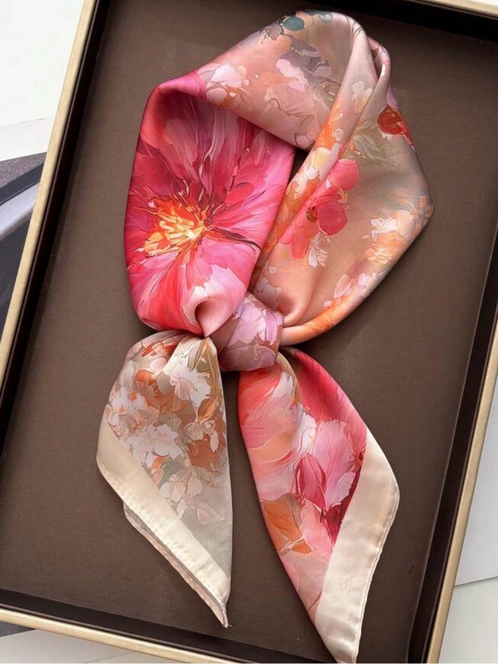 Blush Pink Watercolor Floral Satin Square Scar